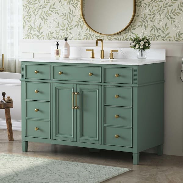 tdfオリーブ36 DELUXE DL LIVING Lissa 49 in. Single Sink Freestanding Sea Green