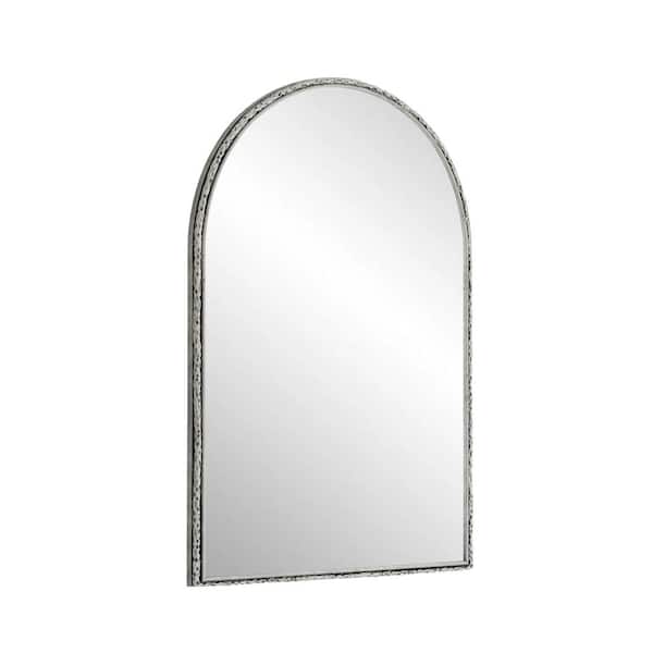 Tatahance Silver 24 in. W x 35.8 in. H Arch Metal Framed Wall Decor Mirror