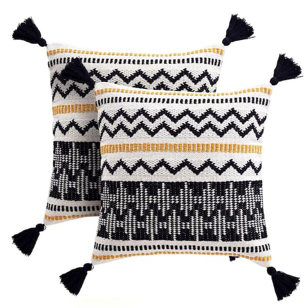 boho accent throw pillow for couch and bed. rectangle stuffed