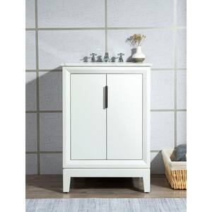 Elizabeth Collection 24 in. Bath Vanity in Pure White With Vanity Top in Carrara White Marble - Vanity Only