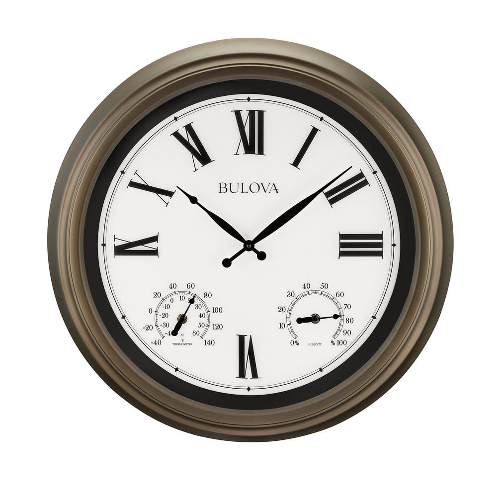 Bulova 22 in. H X 22 in. W Waterproof Round Wall Clock with 4 hour ...