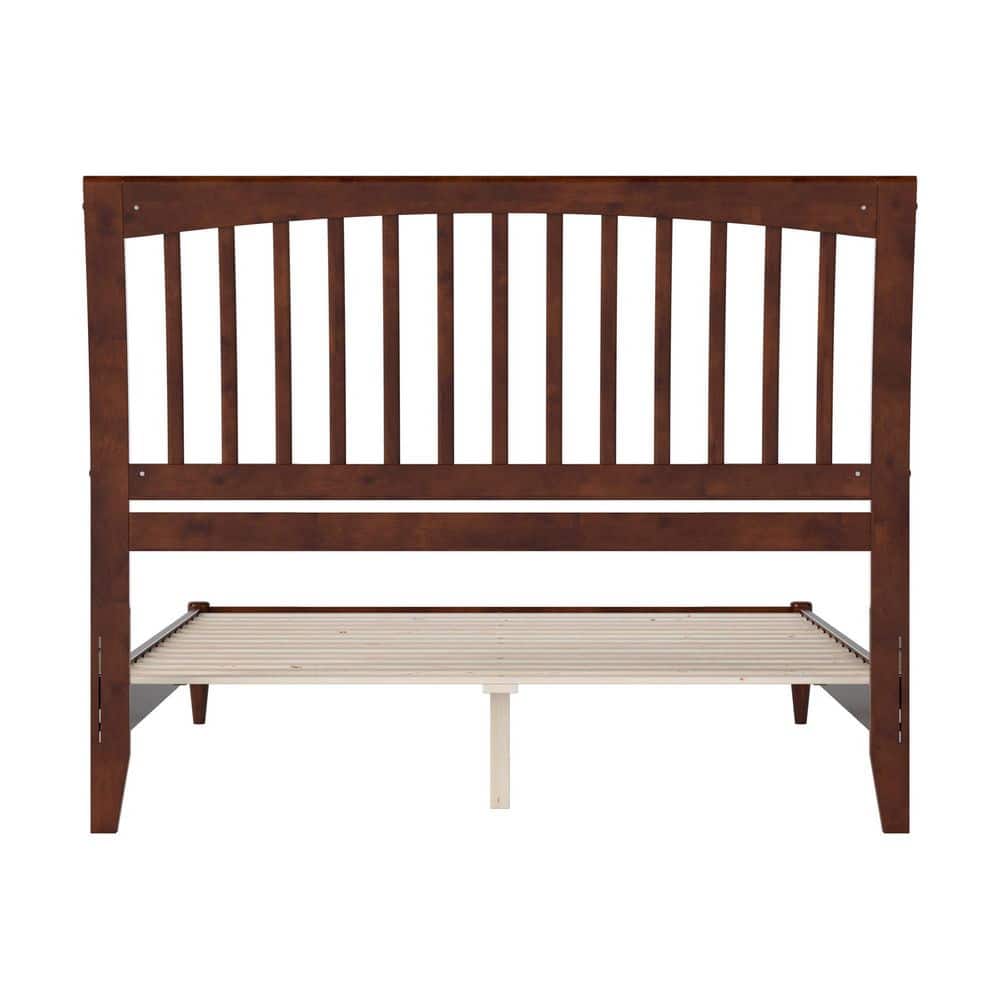 Orleans Queen Walnut Wood Low Profile Sleigh Platform Bed