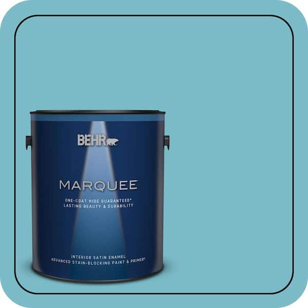 BEHR MARQUEE 1 gal. #M470-4 Azure Lake One-Coat Hide Satin Enamel Interior Paint & Primer