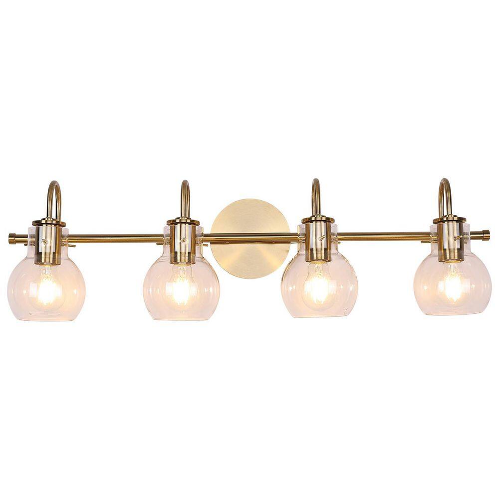 28.5 in. 4-Light Brass Bathroom Vanity Light with Clear Glass Shades price history on PriceWatchPro