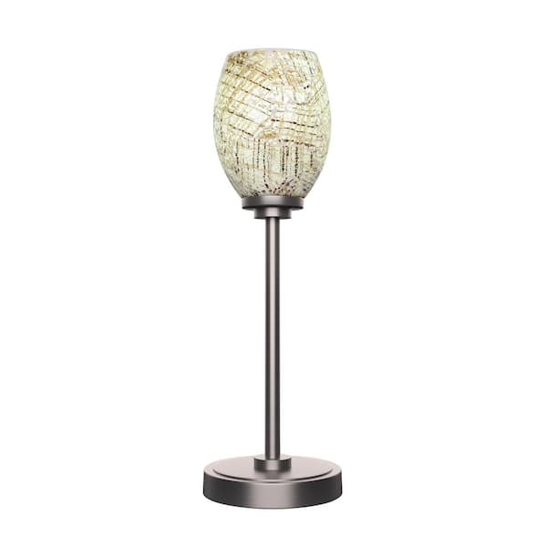 Unbranded Quincy 17.75 in. Graphite Accent Lamp with Natural Fusion Glass Shade