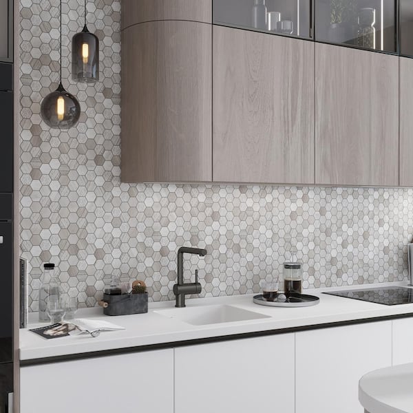 Apollo Tile Sparta Gray 13-in x 14-in Polished Natural Stone Marble Chevron Patterned Floor and Wall Tile (6.09-sq. ft/ Carton)