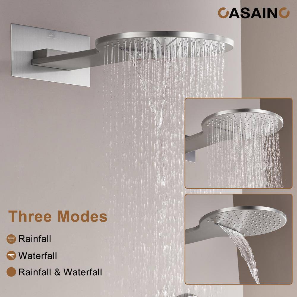 Brushed Nickel Multi-Head Thermostatic Rain Shower System