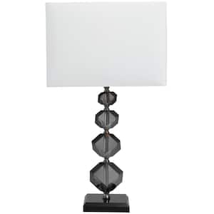 23 in. Black Crystal Geometric Diamond Inspired Task and Reading Table Lamp with Black Crystal Base