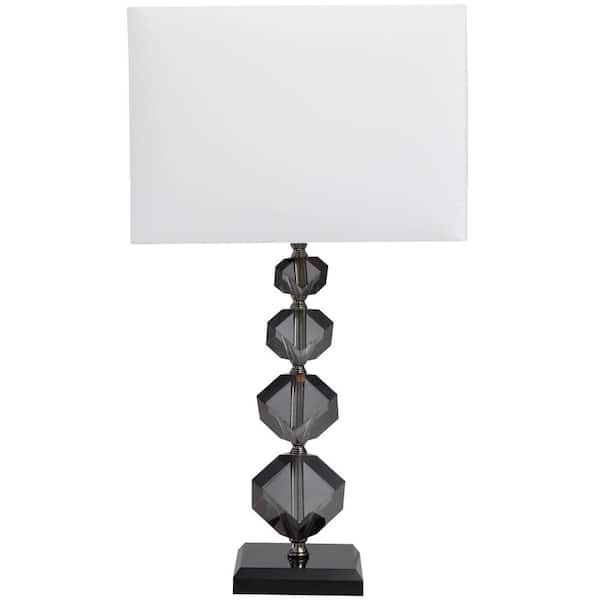 Litton Lane 23 in. Black Crystal Geometric Diamond Inspired Task and Reading Table Lamp with Black Crystal Base