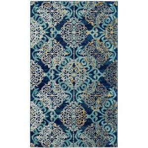 Evoke Royal/Light Blue Doormat 3 ft. x 5 ft. Geometric Area Rug