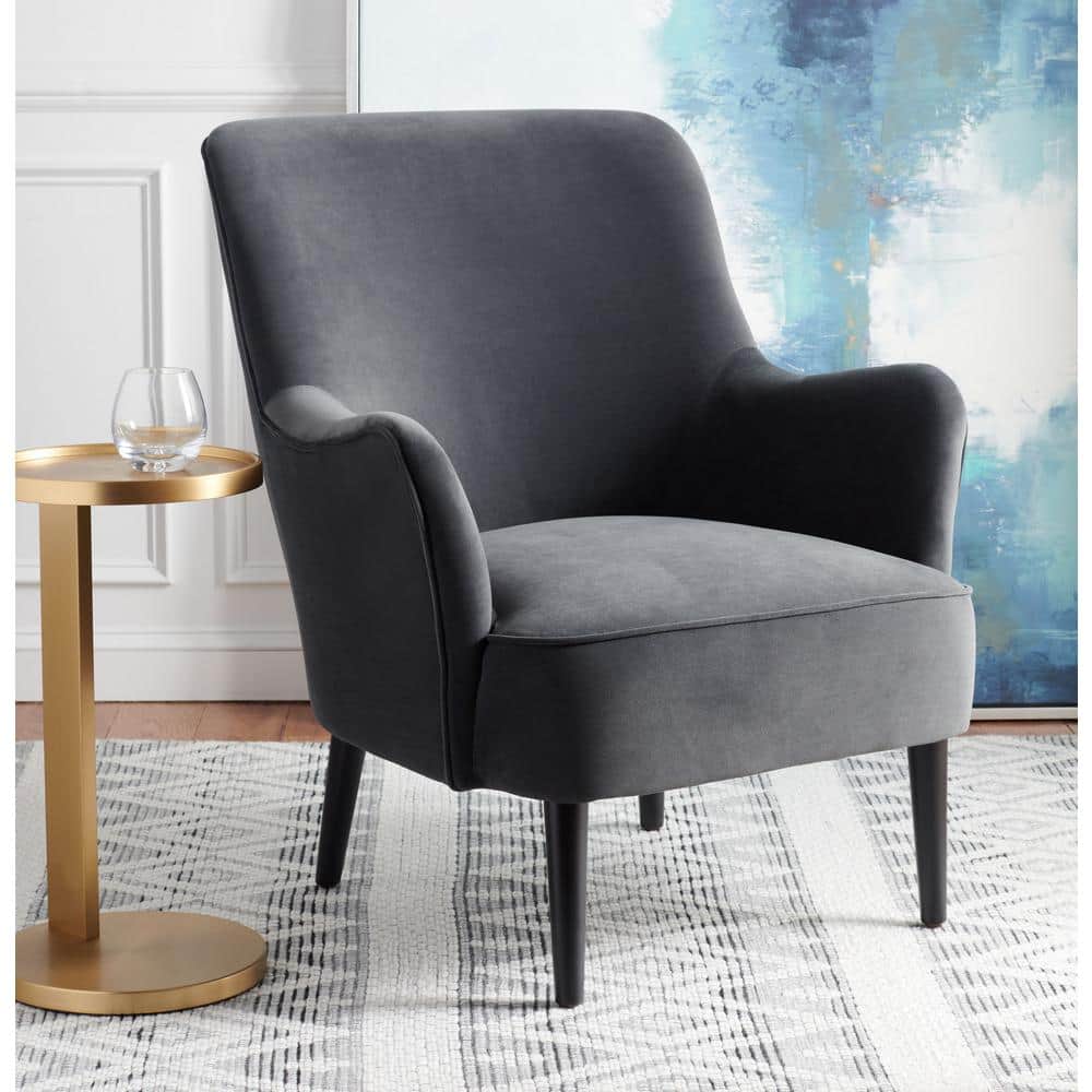 Arlyss Black Velvet Mid-Century Modern Accent Chair