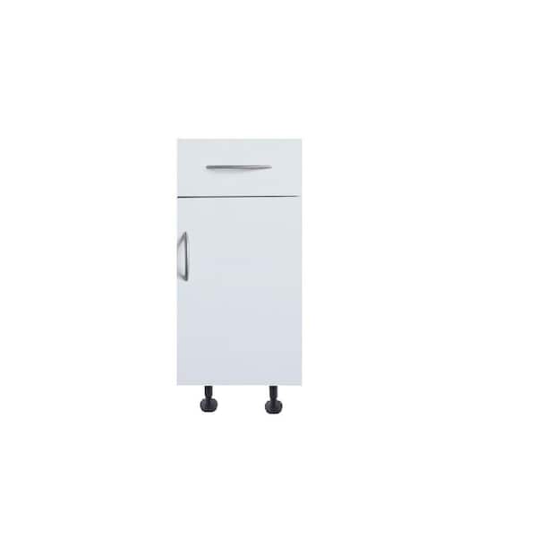 Hampton Bay San Juan Series Assembled 12x34.5x24 in. 1 Door 1 Drawer Right Base Cabinet made of High Density PVC in White Color