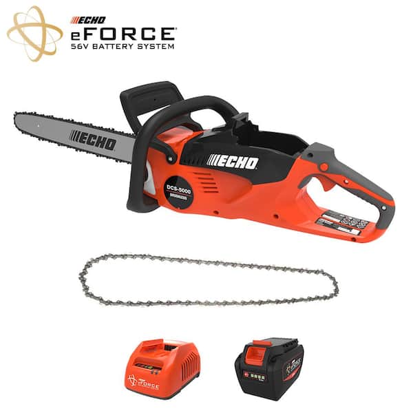ECHO eFORCE 18 in. 56-Volt Cordless Battery Rear-Handle Chainsaw and Chain Combo Kit with 5.0Ah Battery and Charger(1-Tool)
