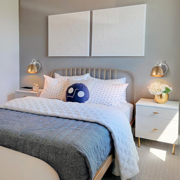 5 in. 1-Light Gold and Silver Modern Bathroom Wall Sconce Light, Transitional Brass Vanity Light with Metal Bell Shade