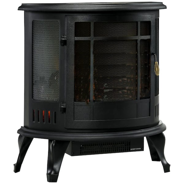 1500-Watt 22 in. Black Electric Compact Radiant Infrared Fireplace Stove Heater with Realistic LED Flame