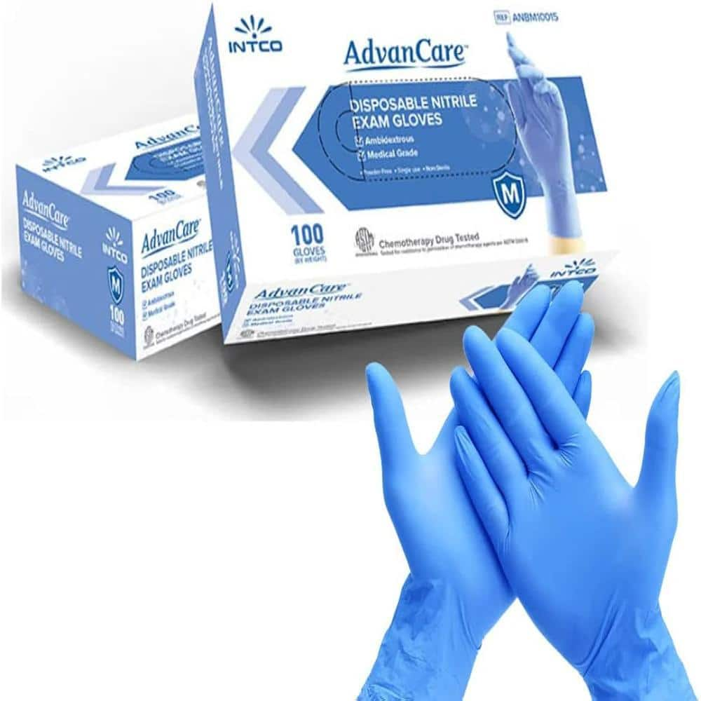 AdvanCare Disposable Nitrile Exam Gloves ANBM10014  Powder Free  Latex Free  Medical Grade  Chemotherapy Drug Tested  1 Pack (100 Count) - Blue  Small