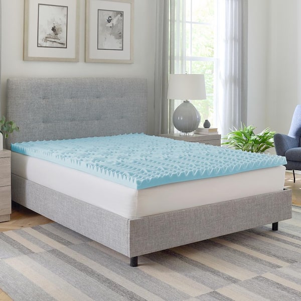 BODIPEDIC Essentials 2 in. King Zoned Convoluted Gel-Infused Memory Foam Mattress Topper