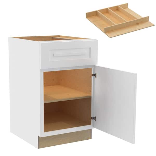 Home Decorators Collection Grayson 21 in. W x 24 in. D x 34.5 in. H Assembled Plywood Base Kitchen Cabinet in Pacific White with Utility RH