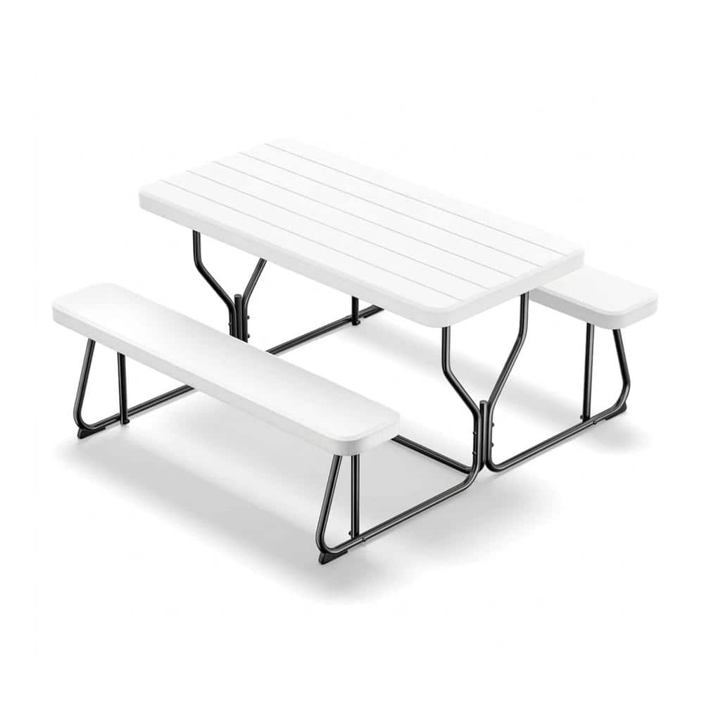 Outdoor Picnic Table with Benches, HDPE Folding Picnic Table Set, Rust-Resistant Frame for BBQ Camping Backyard price history on PriceWatchPro