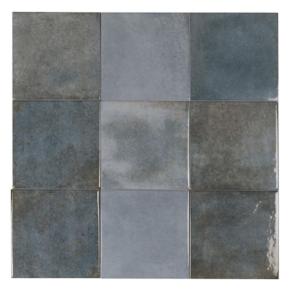 poara✩.*˚ Apollo Tile Zahara 6 in. x 6 in. Glossy Slate Blue Porcelain