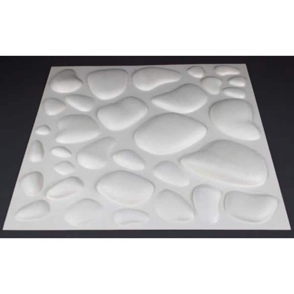 Paintable Rock Design 3D Glue on Wall Panel Plant Fiber Material Off-White
