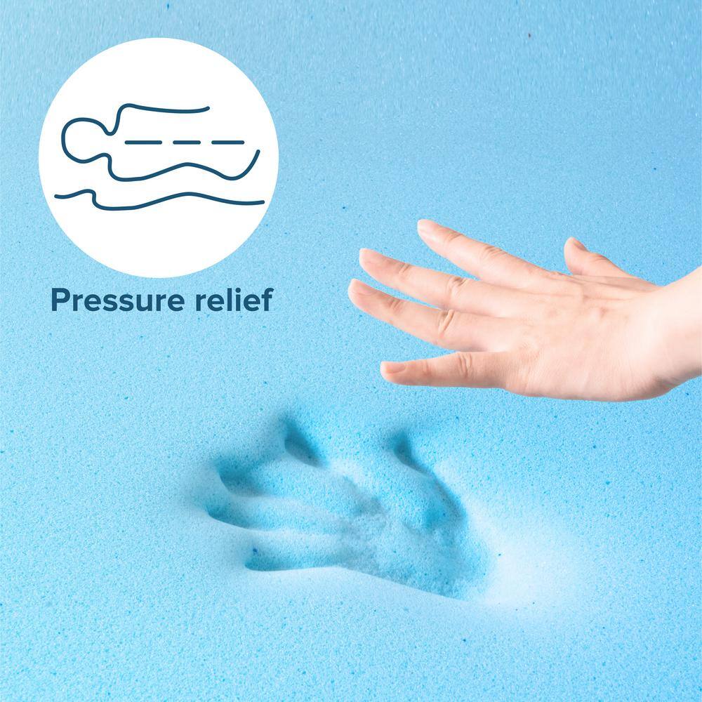 Twin 2" Blue Gel Memory Foam Mattress Topper