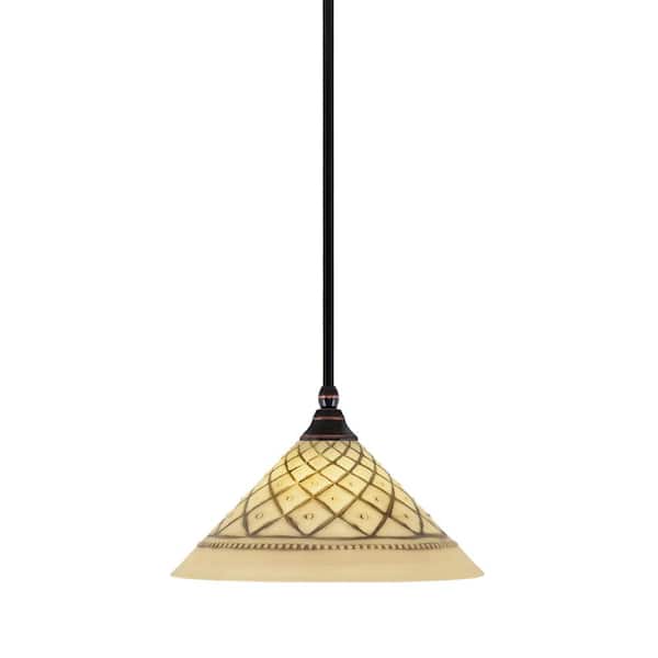 Unbranded Sparta 100-Watt 1 Light Black Copper Shaded Pendant, Mini Pendant Light with Chocolate Icing Shade No Bulb Included
