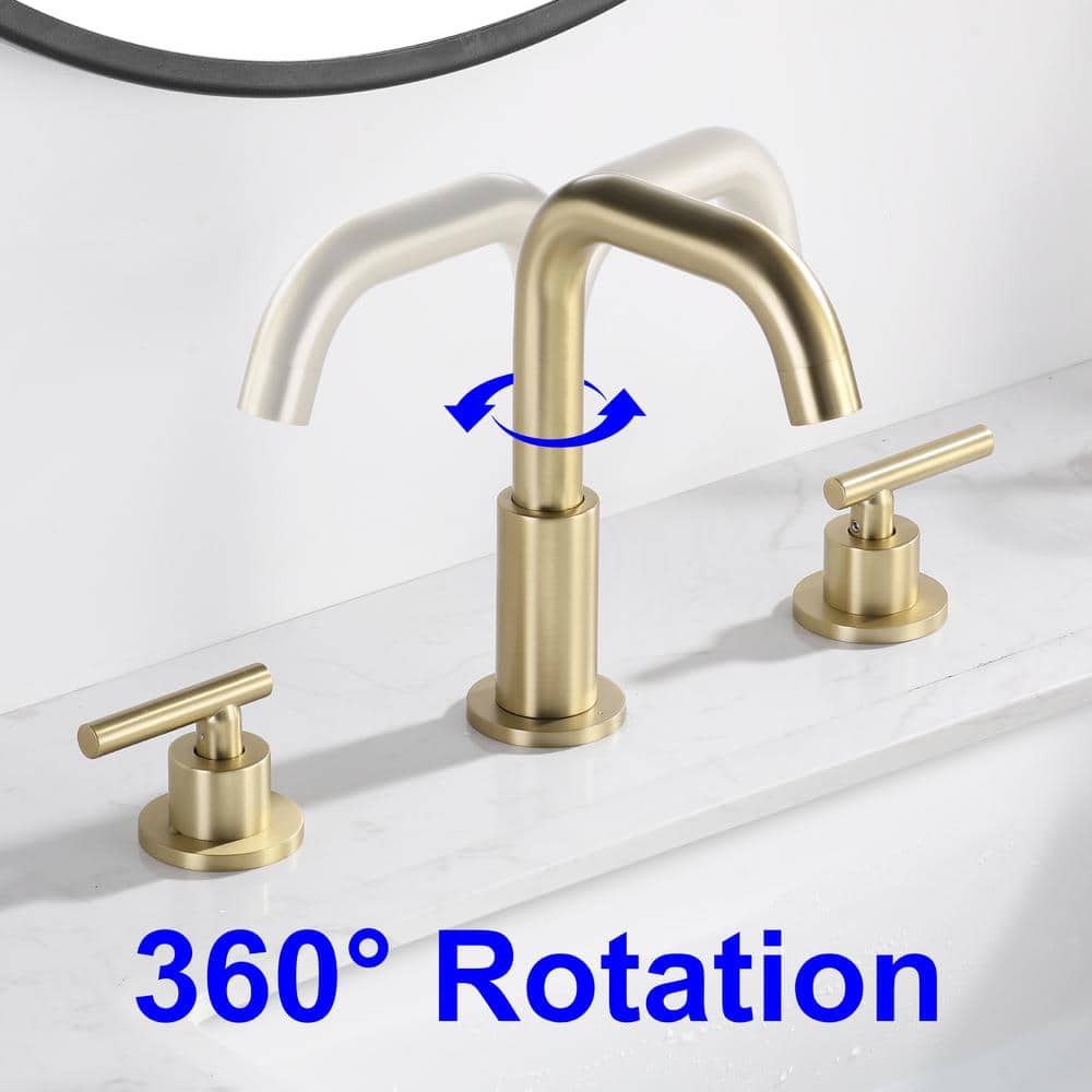 Brushed Gold Solid Brass Widespread Bathroom Faucet