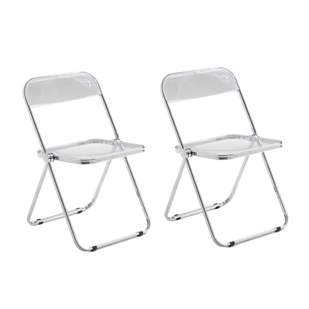 HOMEFUN Modern Transparent Acrylic Clear Foldable Dining Chairs Set of ...