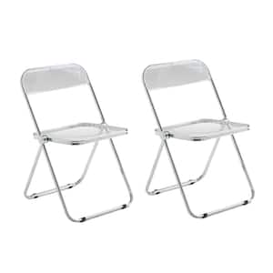 Modern Transparent Acrylic Clear Foldable Dining Chairs Set of 2