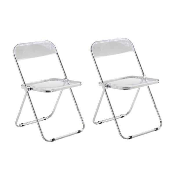 HOMEFUN Modern Transparent Acrylic Clear Foldable Dining Chairs Set of 2