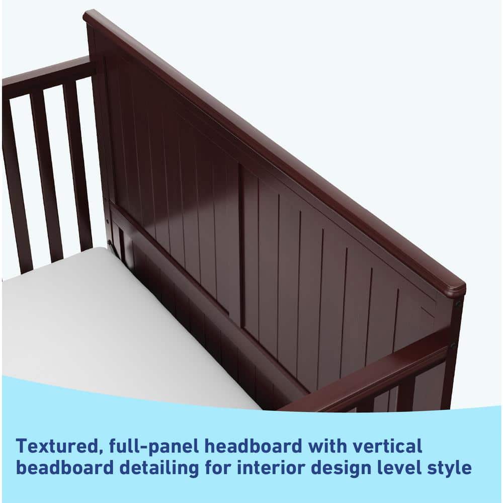 Hadley Espresso Painted Wood 4-in-1 Convertible Crib with Drawer