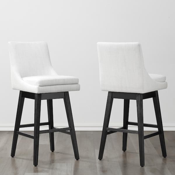Spruce & Spring Fiona 30.7 in. White Solid Wood Frame Swivel Counter Height Bar Stool with Faux Leather Seat and Back (Set of 2)