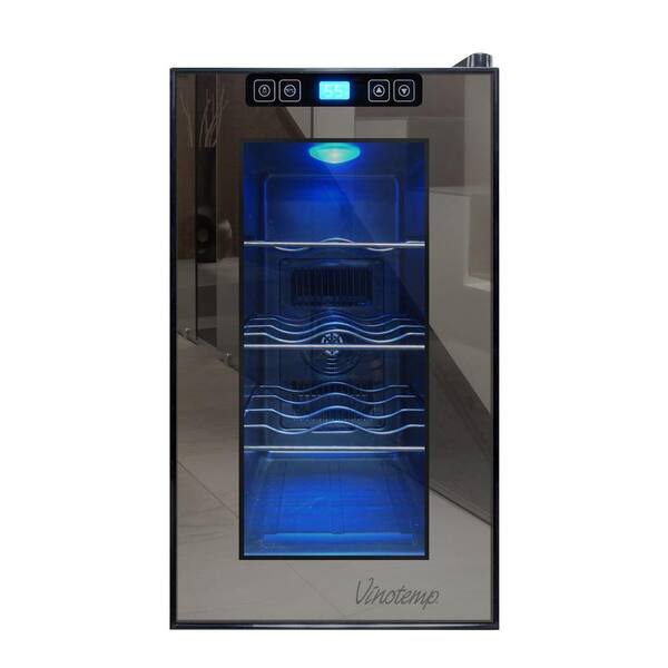 Vinotemp 10.2 in. 8-Bottle Single-Zone Thermoelectric Mirrorred Freestanding Wine Cooler