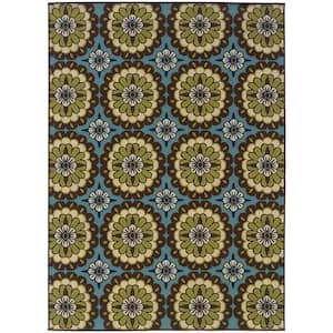 Lucia Blue 2 ft. x 4 ft. Outdoor Patio Area Rug