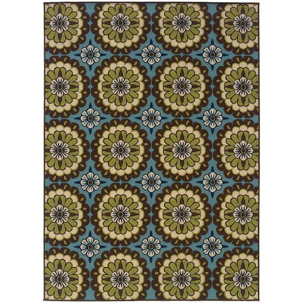 Lucia Blue 3 ft. 7 in. x 5 ft. 6 in. Indoor/Outdoor Area Rug