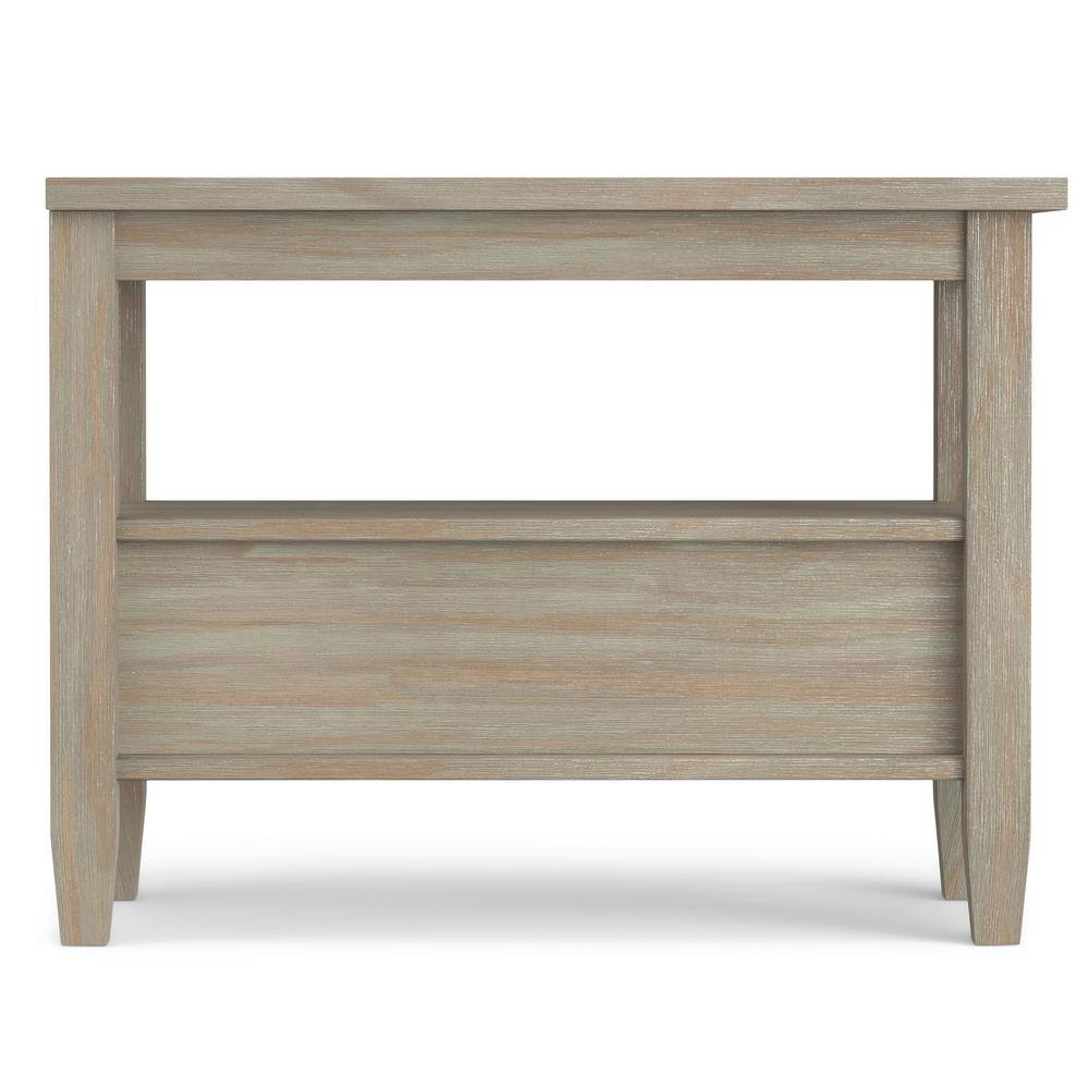 Distressed Gray Solid Wood End Table with Storage