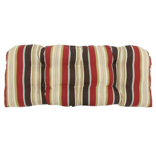 Hampton Bay Majestic Stripe Tufted Outdoor Bench Cushion