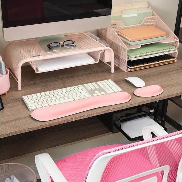 3 in. W Rectangle Pink Memory Foam Ergonomic Keyboard and Mouse Wrist Rest Set
