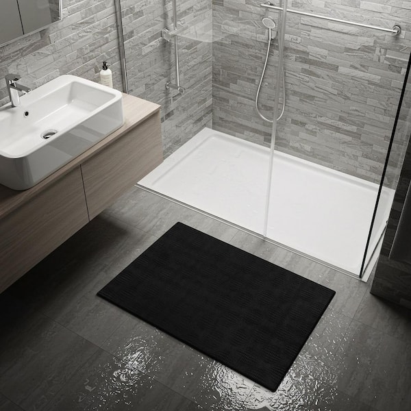 Harmony 2 x 3 ft. Black Non-Slip Rubber Back Washable Polyester Wave Small Rug