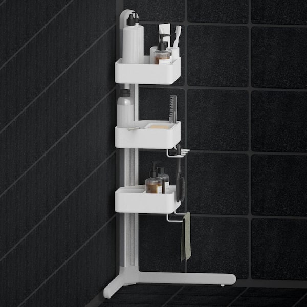 Turn Corner Lock Suction Bathroom Shower Caddy Shampoo Corner Basket Shelf Tool 