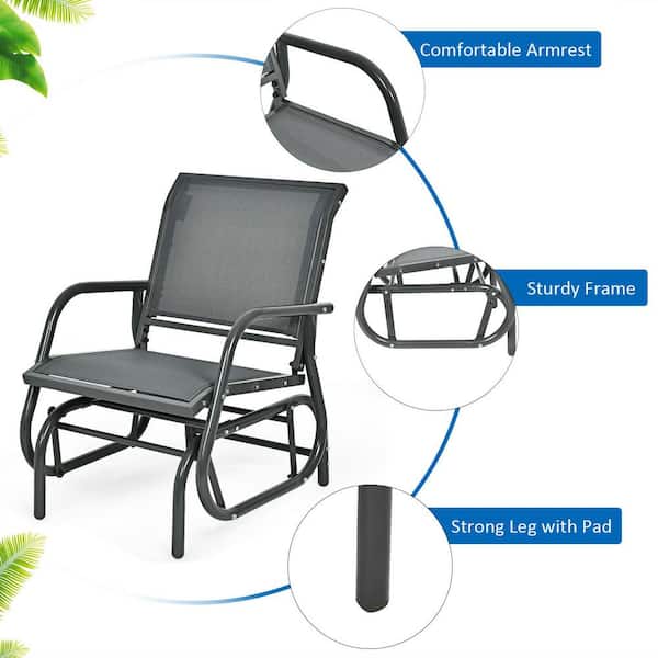 ANGELES HOME 25 in. Metal Outdoor Glider Single Swing