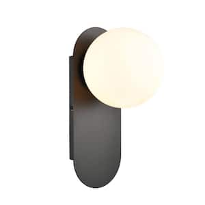 6.69 in. 1-Light Black Modern Wall Sconce with Standard Shade