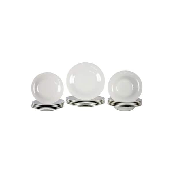 18 Piece New Cottage White Porcelain Dinnerware Service for 6 Set