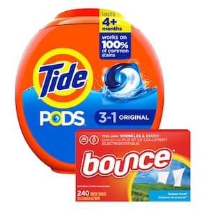 3-In-1 Original Scent Laundry Detergent Pods (76-CNT) Plus Outdoor Fresh Dryer Sheets (240-CNT) Bundle