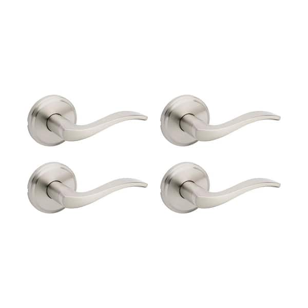 Sedona Satin Nickel Reversible Hall Closet Bedroom Passage Door Handle with Microban Antimicrobial Technology 4-Pack