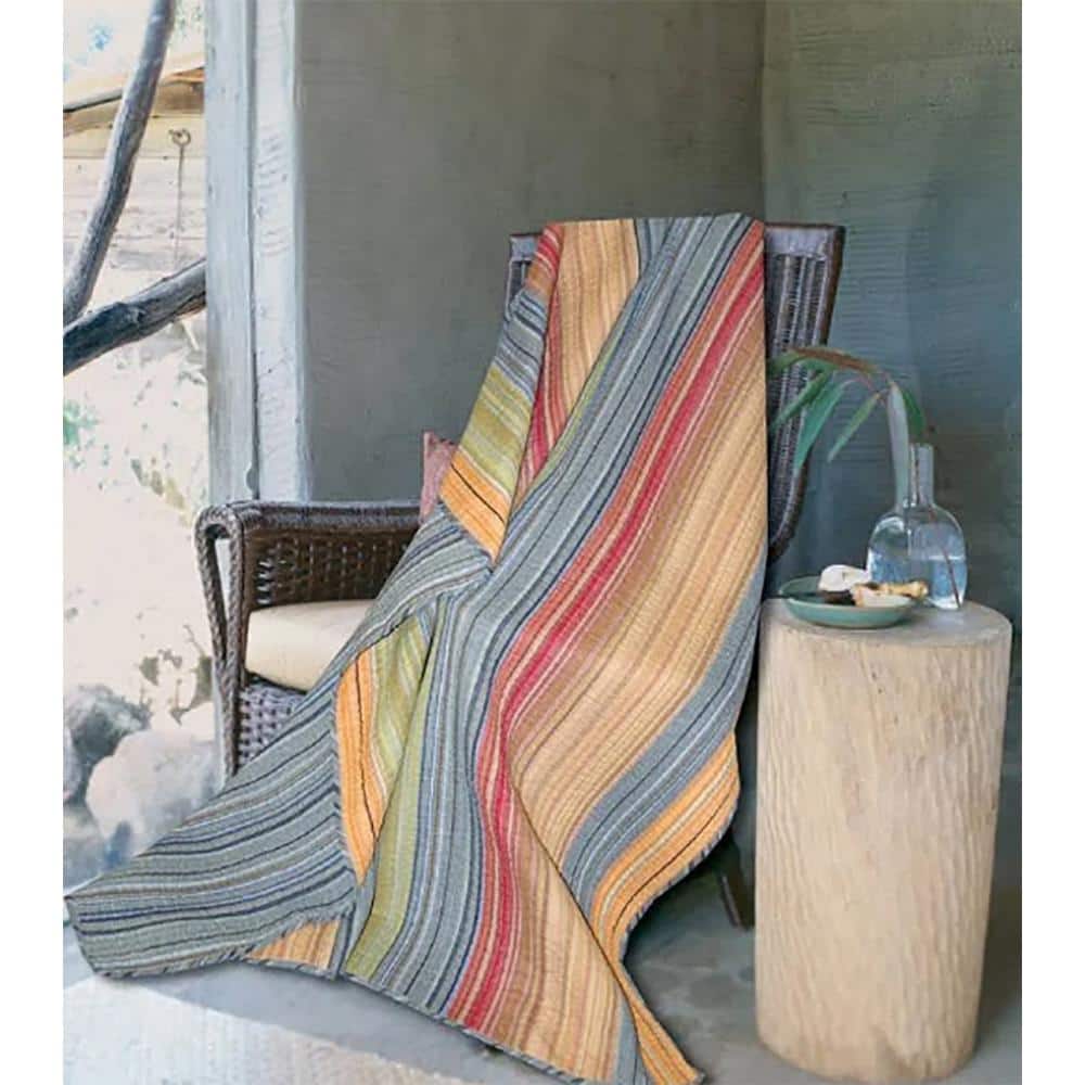 Katy Multicolor Stripe Reversible Cotton Throw 50x60"