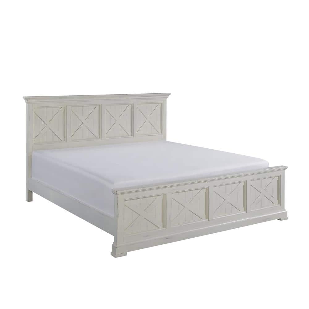 Seaside Lodge Off-White King Bed with Nightstand and Chest