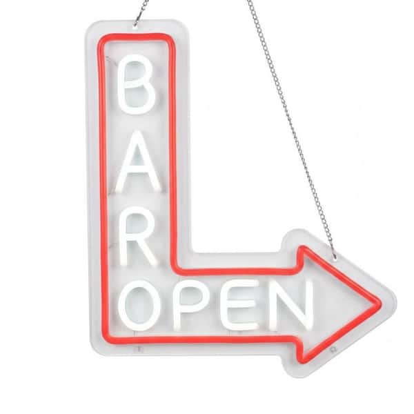 LED Bar Open Neon Sign Dimmable Wall Decor Red White Light Strip for Pub Restaurant Business Man Cave 1 Piece