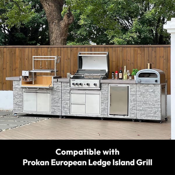 PROKAn Infinity European Ledge Argentine Charcoal BBQ Grill Island